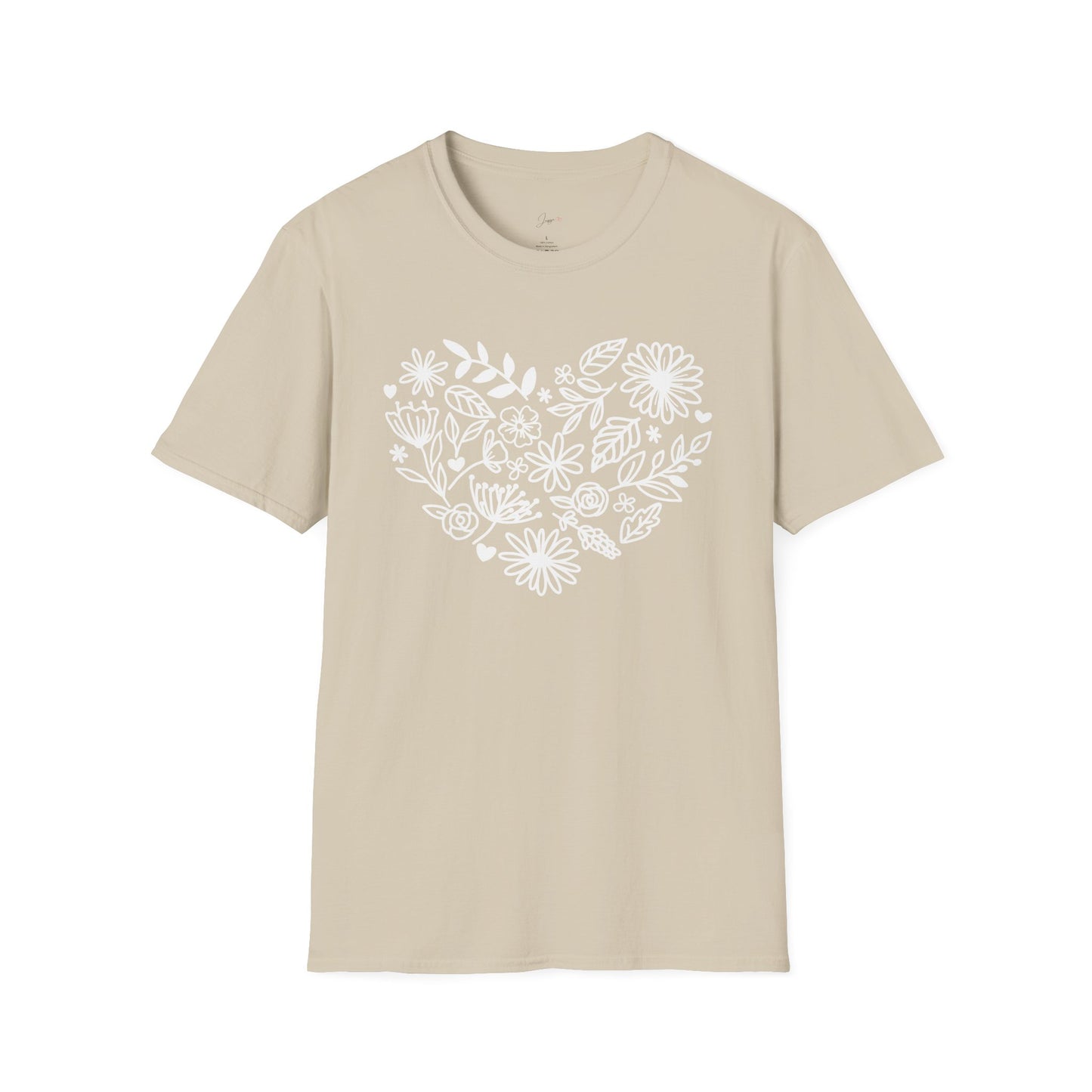 Floral Heart Unisex Softstyle T-Shirt - Perfect for Nature Lovers & Gift Giving