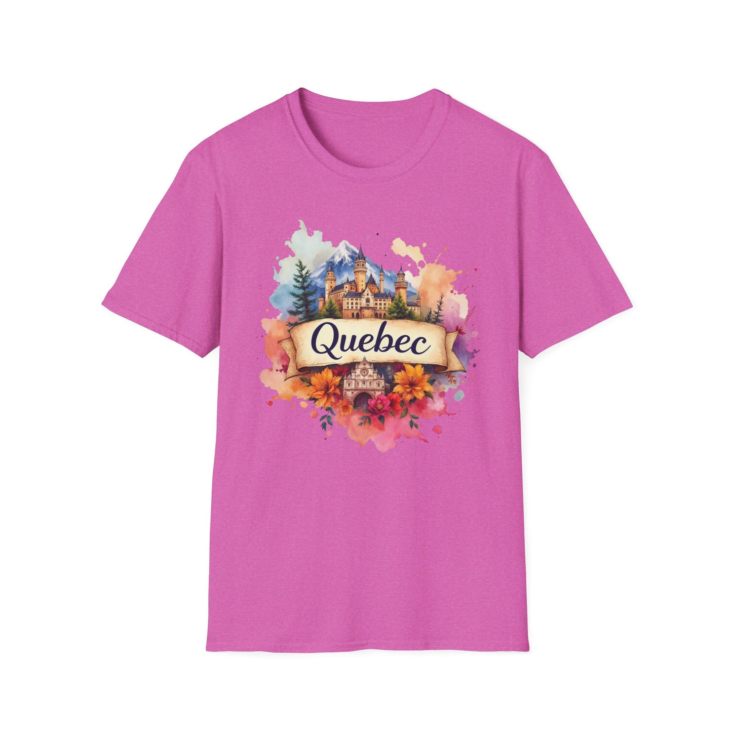 Quebec Watercolor Unisex Softstyle T-Shirt - Vibrant Travel Souvenir