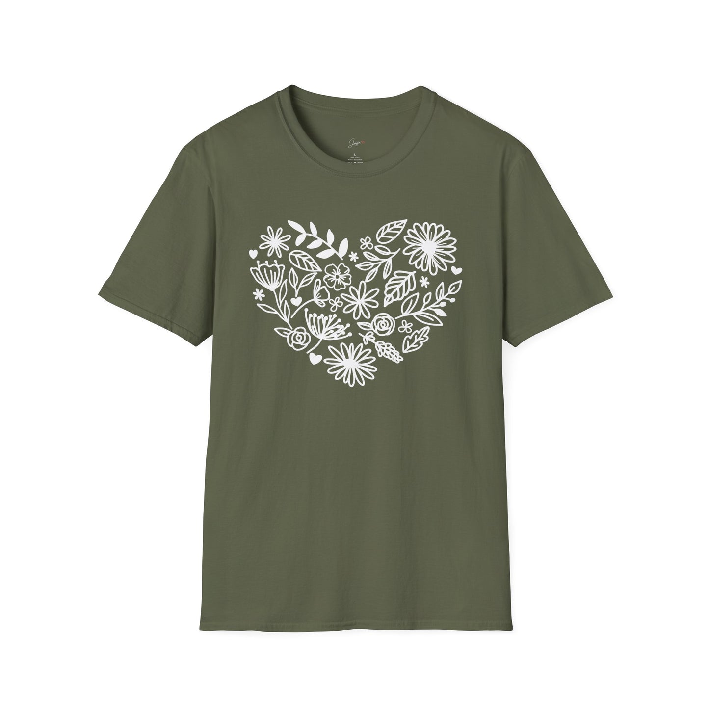 Floral Heart Unisex Softstyle T-Shirt - Perfect for Nature Lovers & Gift Giving