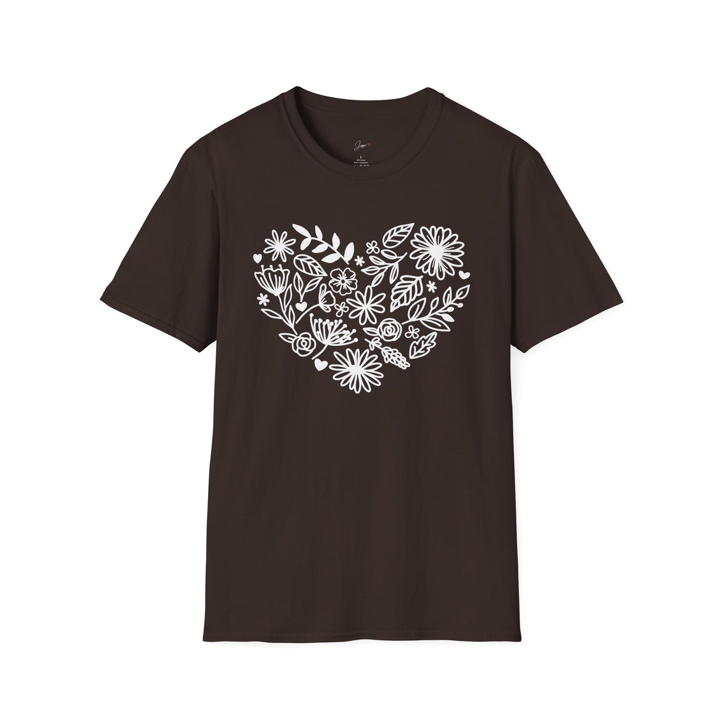 Floral Heart Unisex Softstyle T-Shirt - Perfect for Nature Lovers & Gift Giving