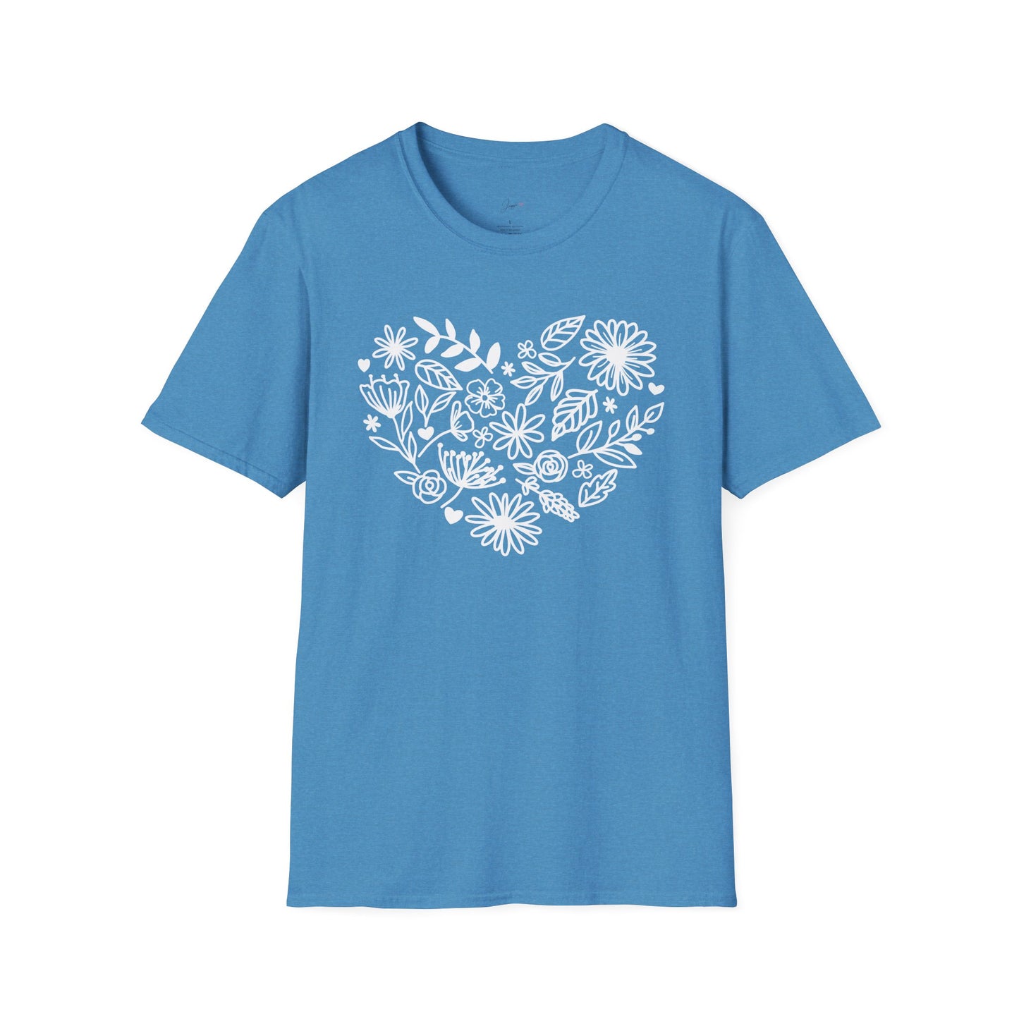 Floral Heart Unisex Softstyle T-Shirt - Perfect for Nature Lovers & Gift Giving