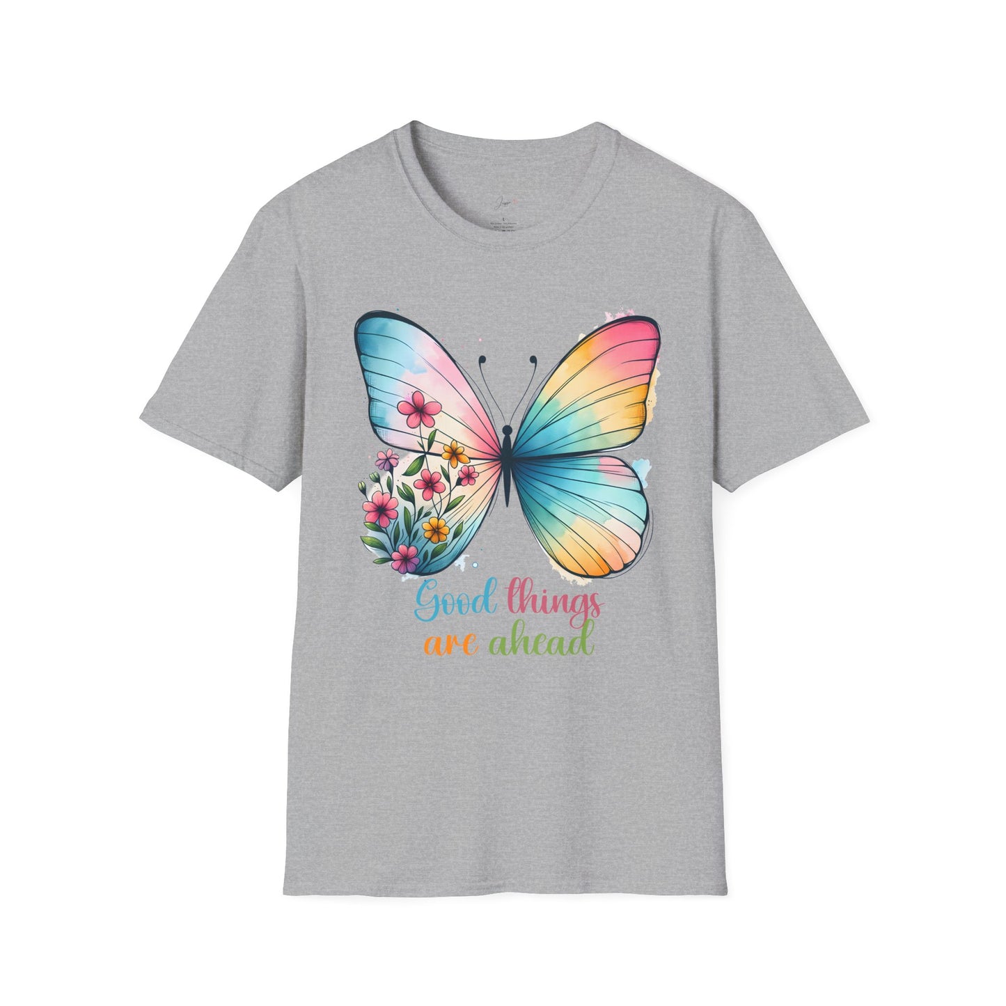 Good Things Are Ahead Butterfly T-Shirt | Unisex Softstyle Tee | Spring & Summer Vibes