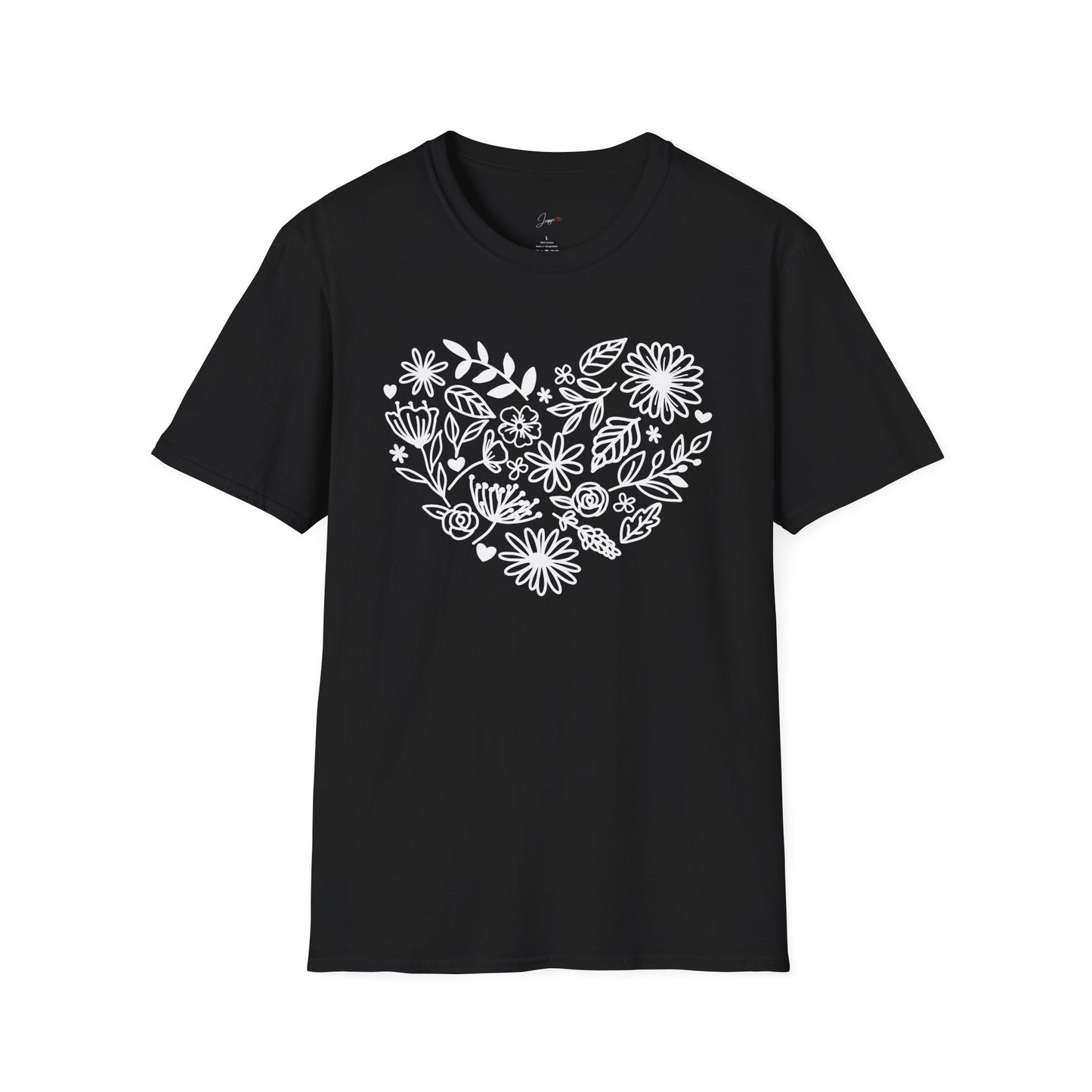 Floral Heart Unisex Softstyle T-Shirt - Perfect for Nature Lovers & Gift Giving