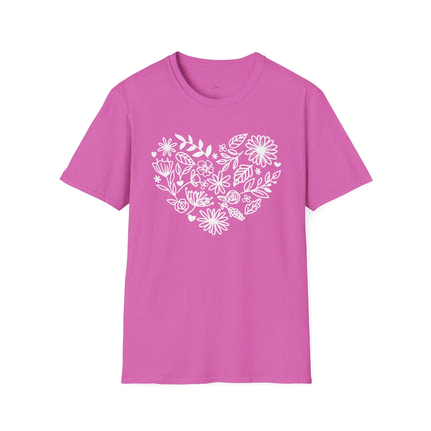 Floral Heart Unisex Softstyle T-Shirt - Perfect for Nature Lovers & Gift Giving