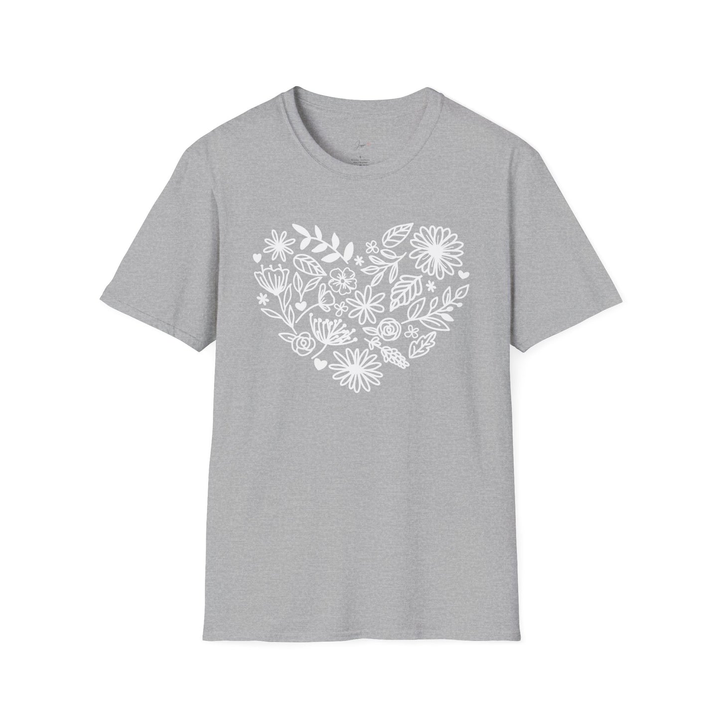 Floral Heart Unisex Softstyle T-Shirt - Perfect for Nature Lovers & Gift Giving