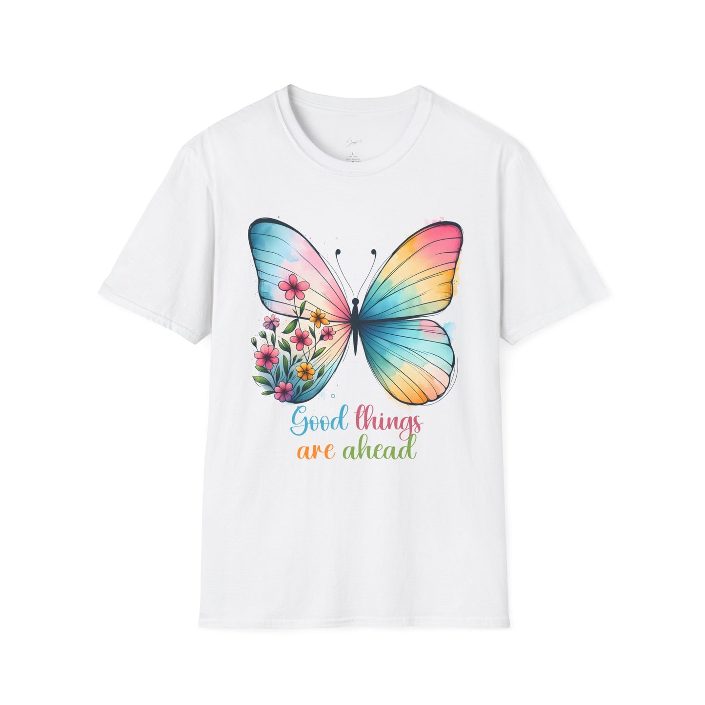 Good Things Are Ahead Butterfly T-Shirt | Unisex Softstyle Tee | Spring & Summer Vibes