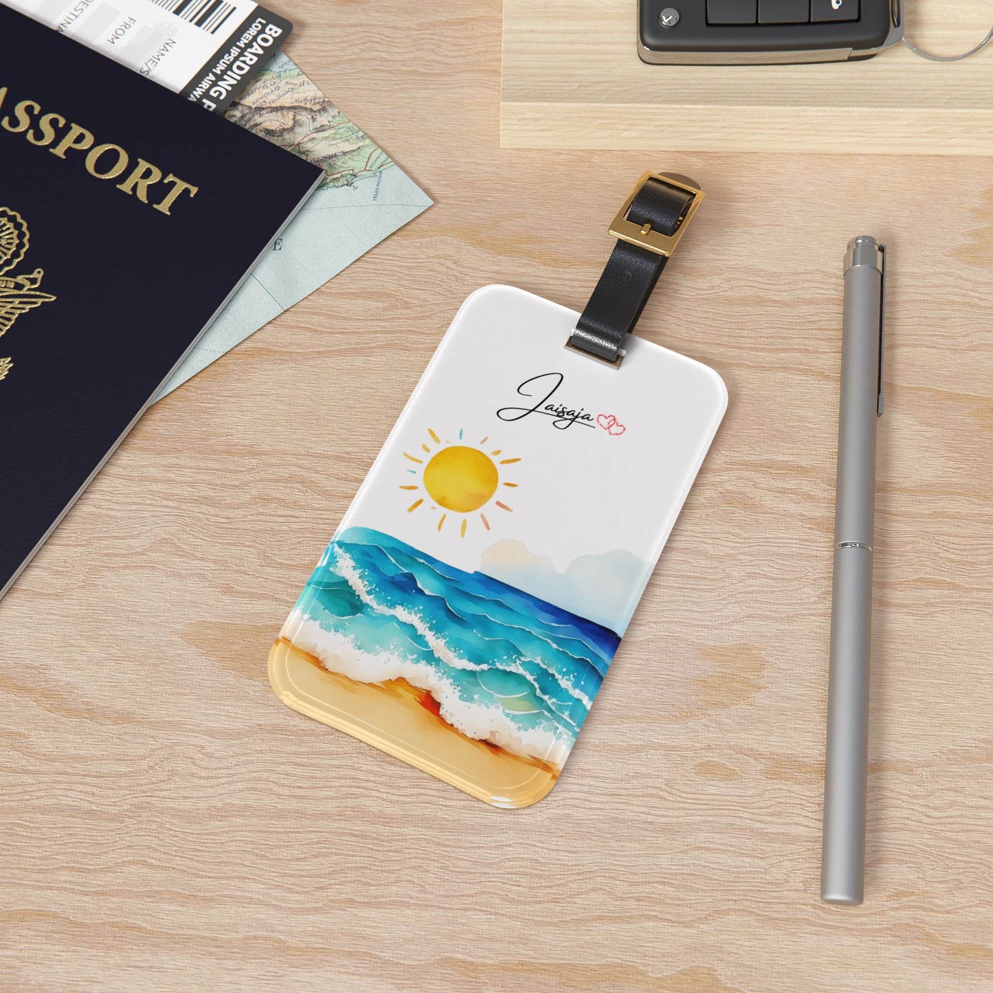 Beach with Sun and Waves - Luggage Tag