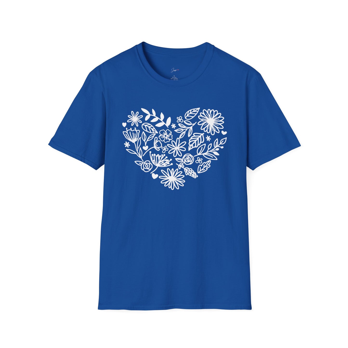Floral Heart Unisex Softstyle T-Shirt - Perfect for Nature Lovers & Gift Giving