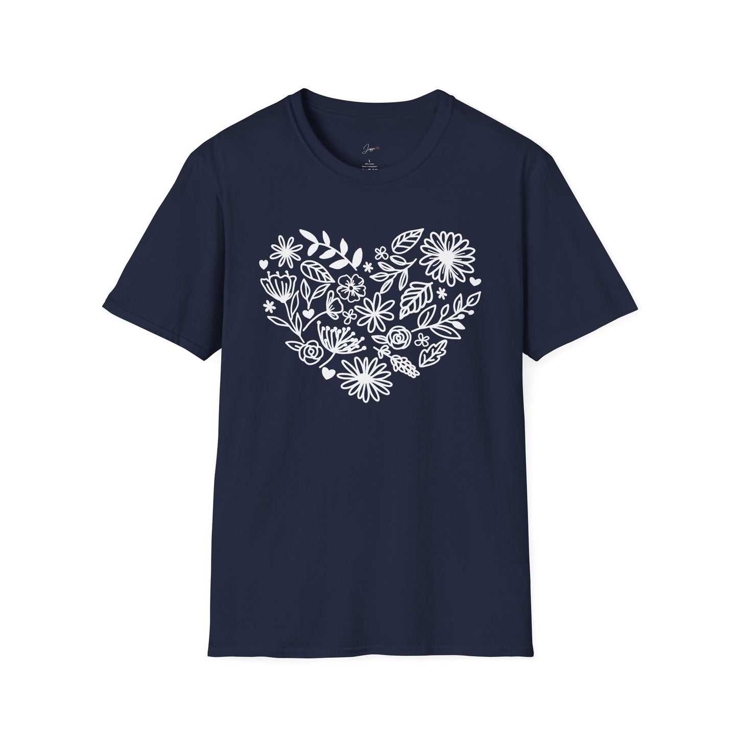 Floral Heart Unisex Softstyle T-Shirt - Perfect for Nature Lovers & Gift Giving