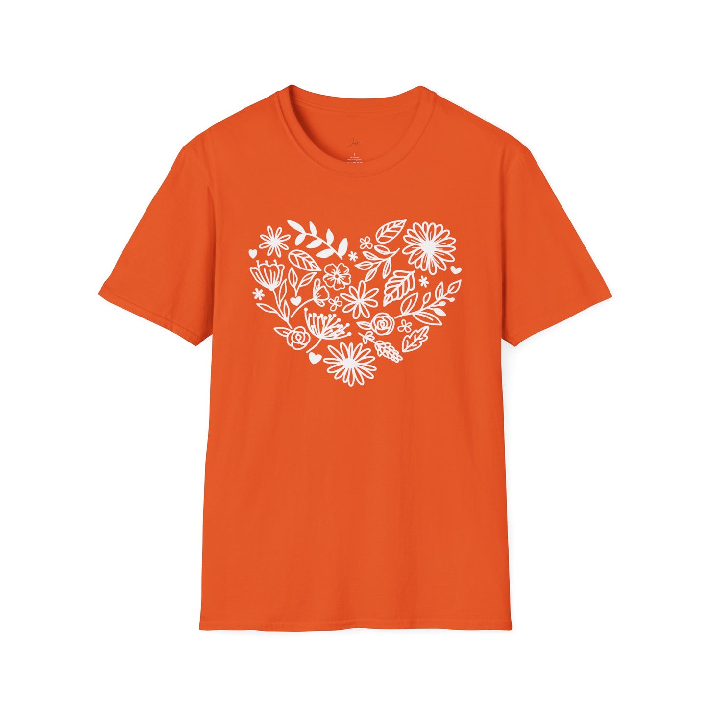 Floral Heart Unisex Softstyle T-Shirt - Perfect for Nature Lovers & Gift Giving
