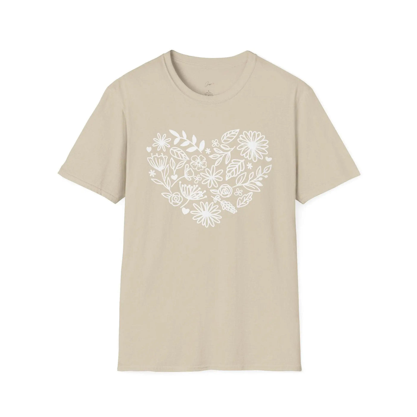 Floral Heart Unisex Softstyle T-Shirt - Perfect for Nature Lovers & Gift Giving - Jaisaja