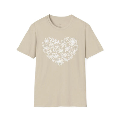 Floral Heart Unisex Softstyle T-Shirt - Perfect for Nature Lovers & Gift Giving - Jaisaja