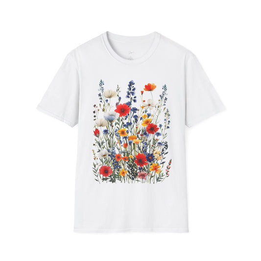 Floral Garden Unisex Softstyle T-Shirt - Comfortable Nature-Inspired Apparel