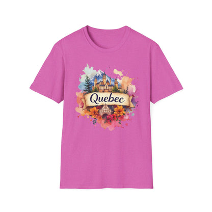 Quebec Watercolor Unisex Softstyle T-Shirt - Vibrant Travel Souvenir