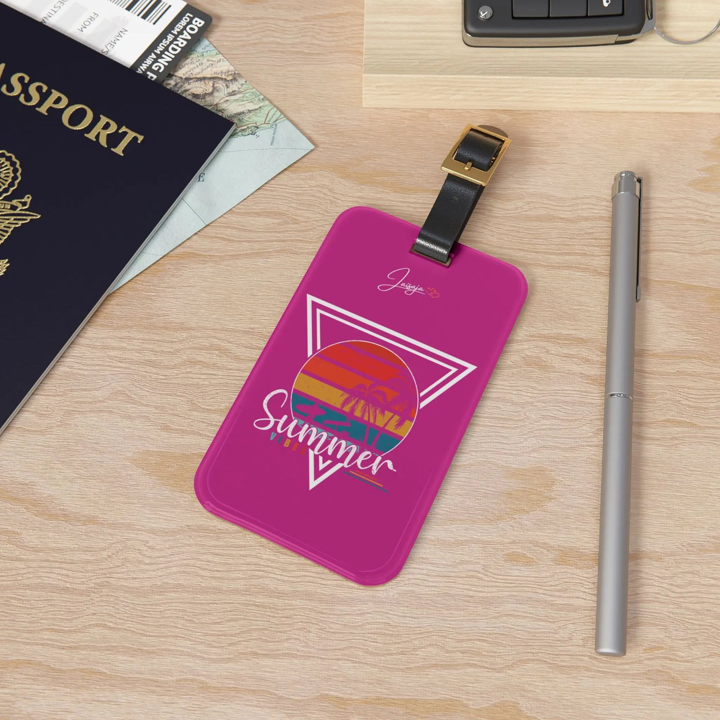 colorful luggage tag Printify