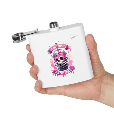 White Stainless Steel Flask, 6oz