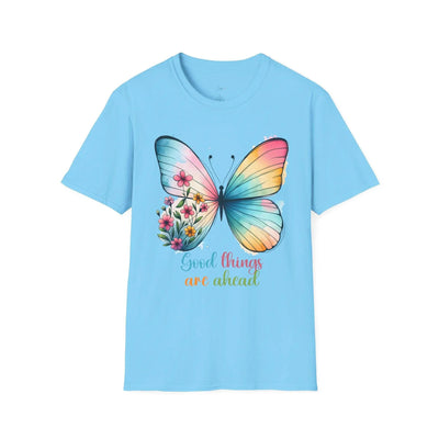Good Things Are Ahead Butterfly T-Shirt | Unisex Softstyle Tee | Spring & Summer Vibes - Jaisaja