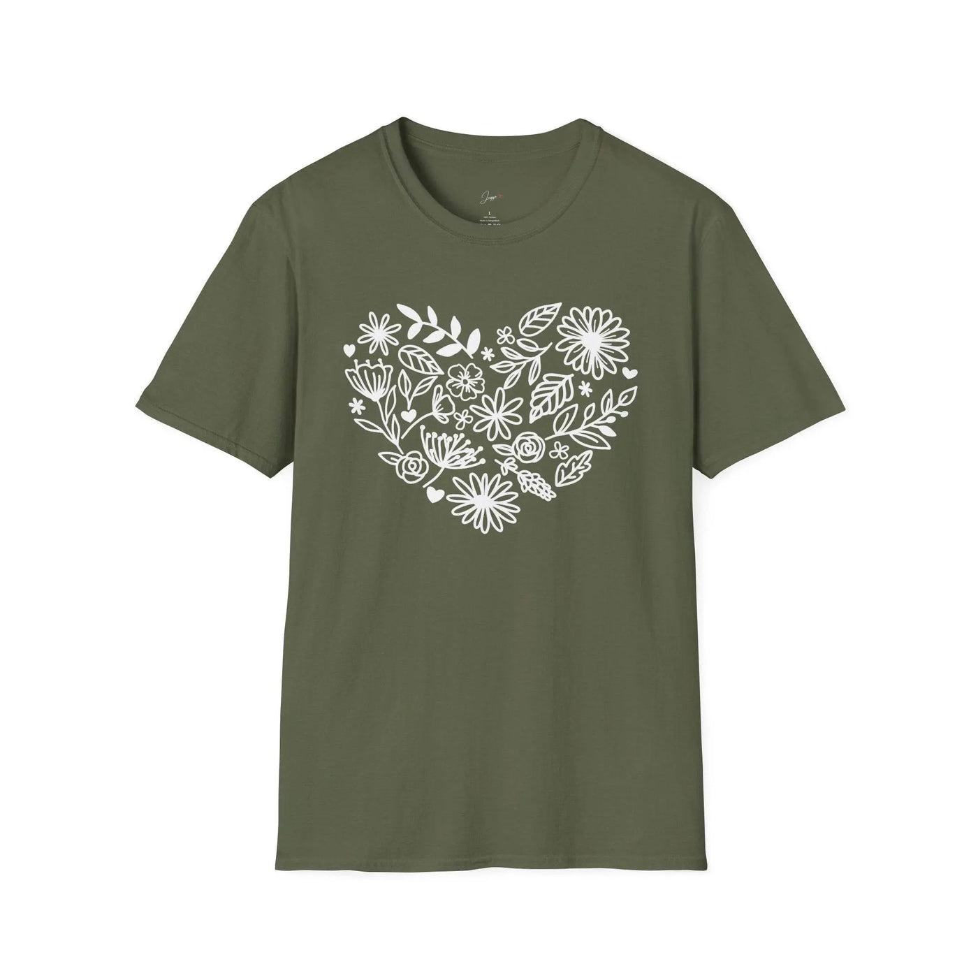 Floral Heart Unisex Softstyle T-Shirt - Perfect for Nature Lovers & Gift Giving - Jaisaja