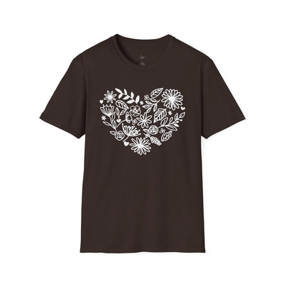 Floral Heart Unisex Softstyle T-Shirt - Perfect for Nature Lovers & Gift Giving - Jaisaja