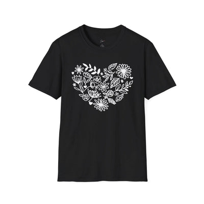 Floral Heart Unisex Softstyle T-Shirt - Perfect for Nature Lovers & Gift Giving - Jaisaja