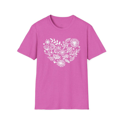 Floral Heart Unisex Softstyle T-Shirt - Perfect for Nature Lovers & Gift Giving - Jaisaja
