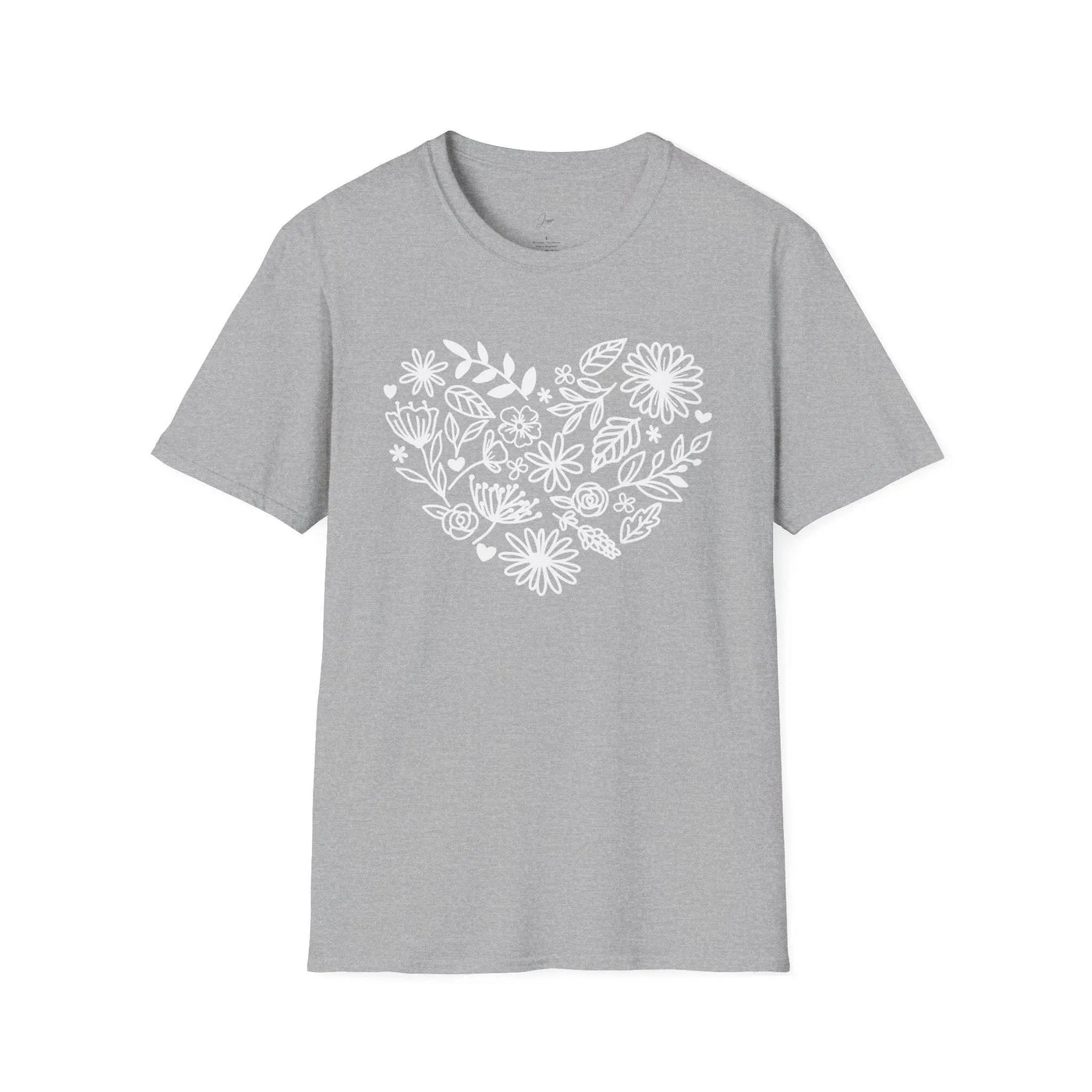Floral Heart Unisex Softstyle T-Shirt - Perfect for Nature Lovers & Gift Giving - Jaisaja