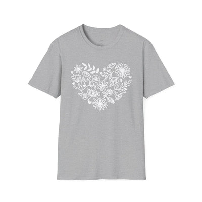 Floral Heart Unisex Softstyle T-Shirt - Perfect for Nature Lovers & Gift Giving - Jaisaja