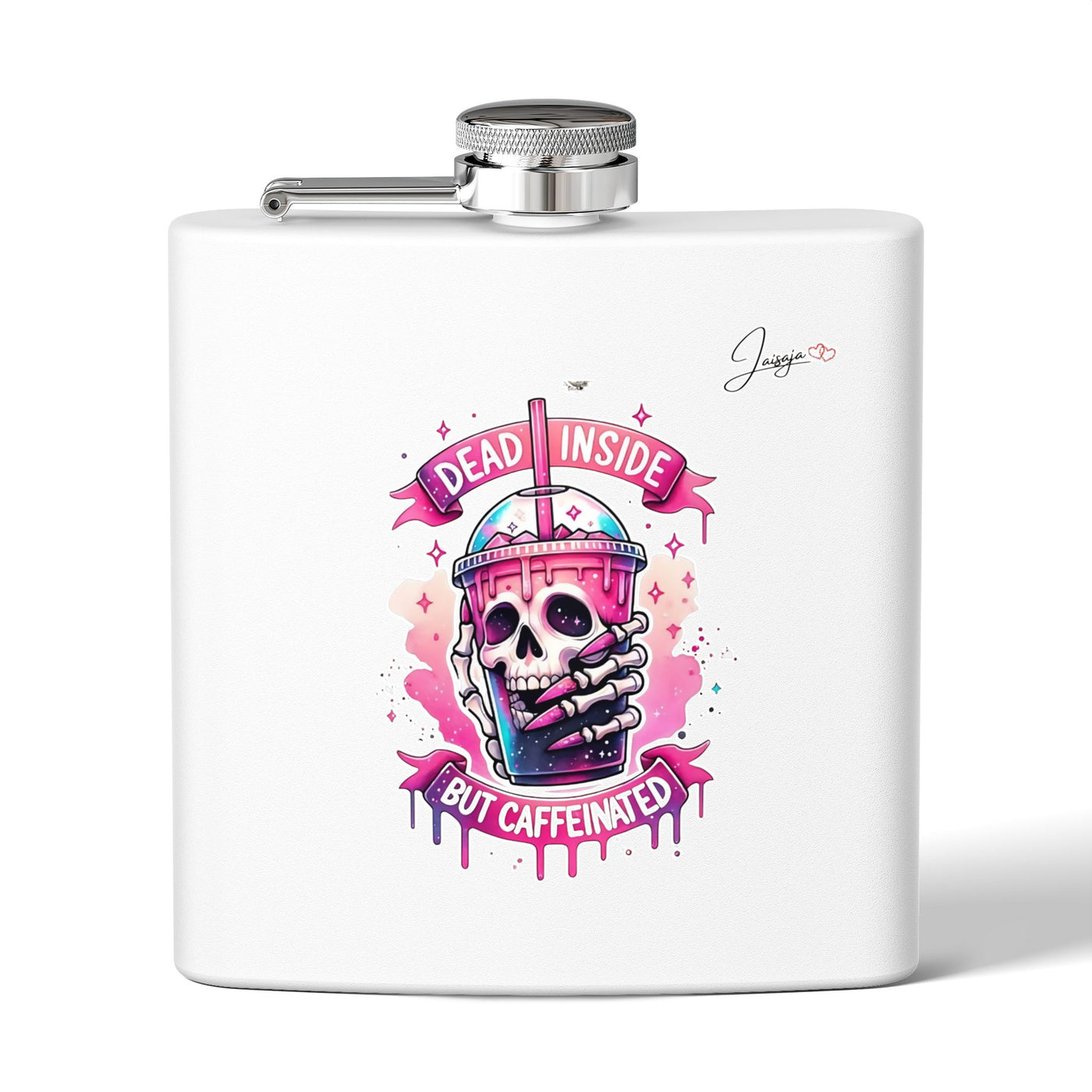 White Stainless Steel Flask, 6oz