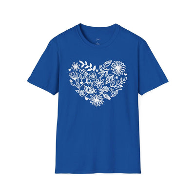 Floral Heart Unisex Softstyle T-Shirt - Perfect for Nature Lovers & Gift Giving - Jaisaja