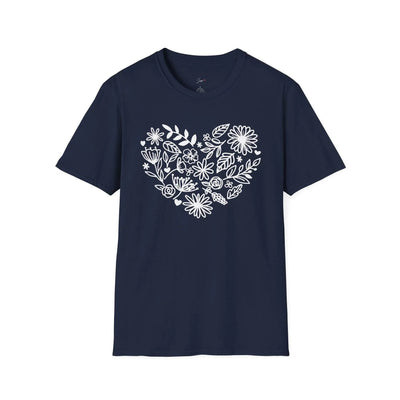 Floral Heart Unisex Softstyle T-Shirt - Perfect for Nature Lovers & Gift Giving - Jaisaja