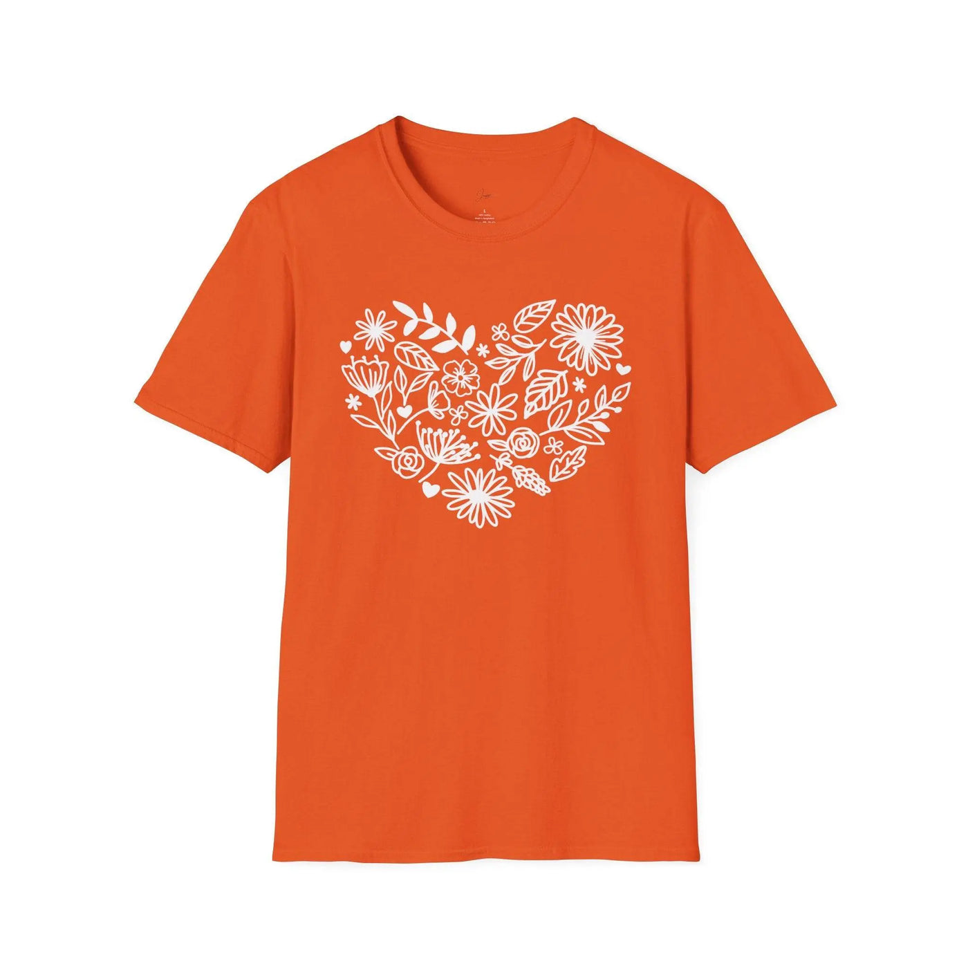 Floral Heart Unisex Softstyle T-Shirt - Perfect for Nature Lovers & Gift Giving - Jaisaja