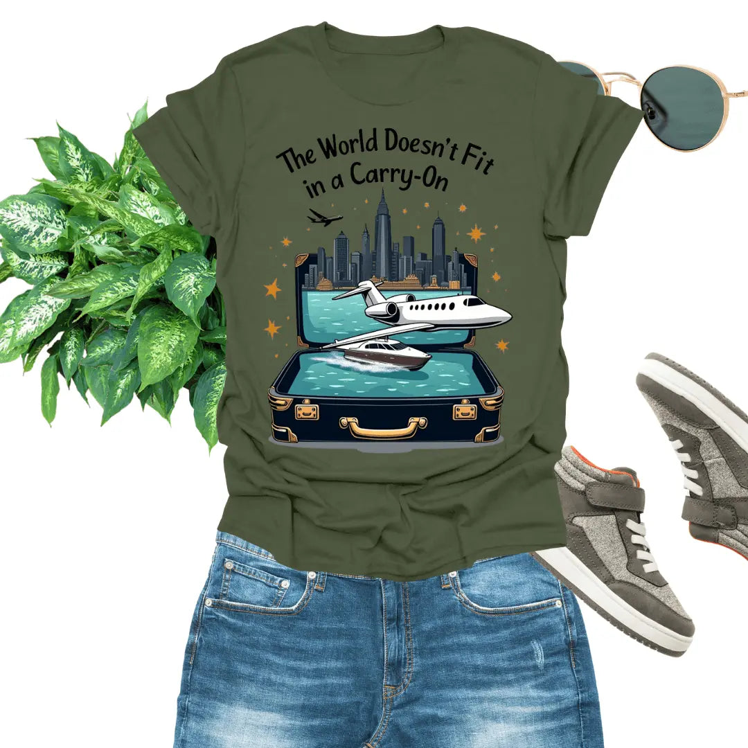  Comfortable T-Shirt mens - The World Doesn't Fit In A Carry-On