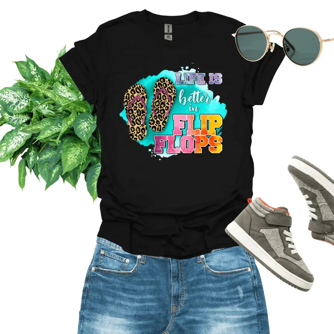 Life Is Better In Flip Flops Black - Jaisaja